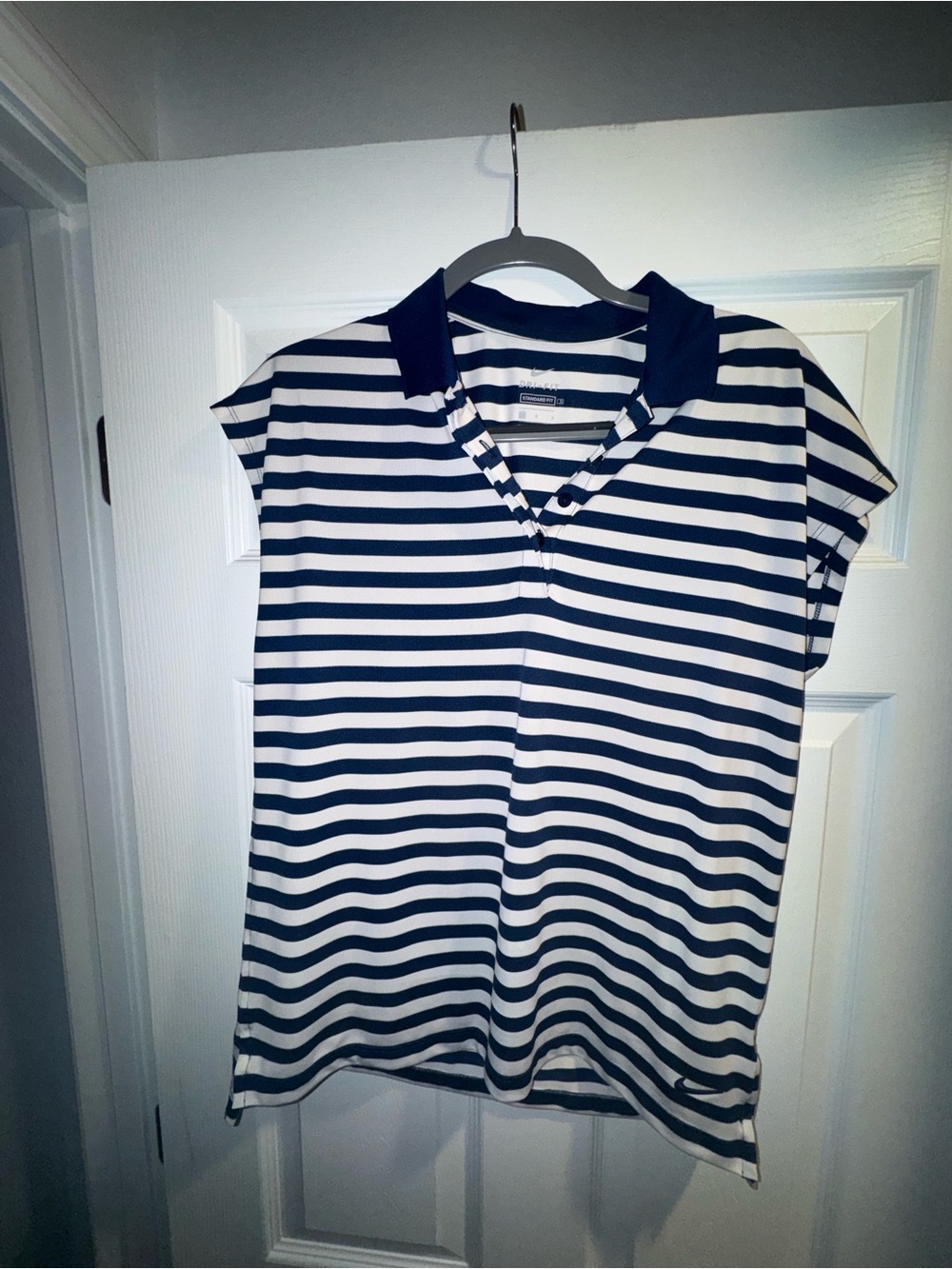 Nike Large women’s Striped Navy and White Polo Tee